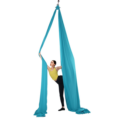 VEVOR Aerial Silk & Yoga Swing, 11 Yards, Aerial Yoga Hammock Kit with 100gsm Nylon Fabric, Full Rigging Hardware & Easy Set-up Guide, Antigravity Flying for All Levels Fitness Bodybuilding, Blue