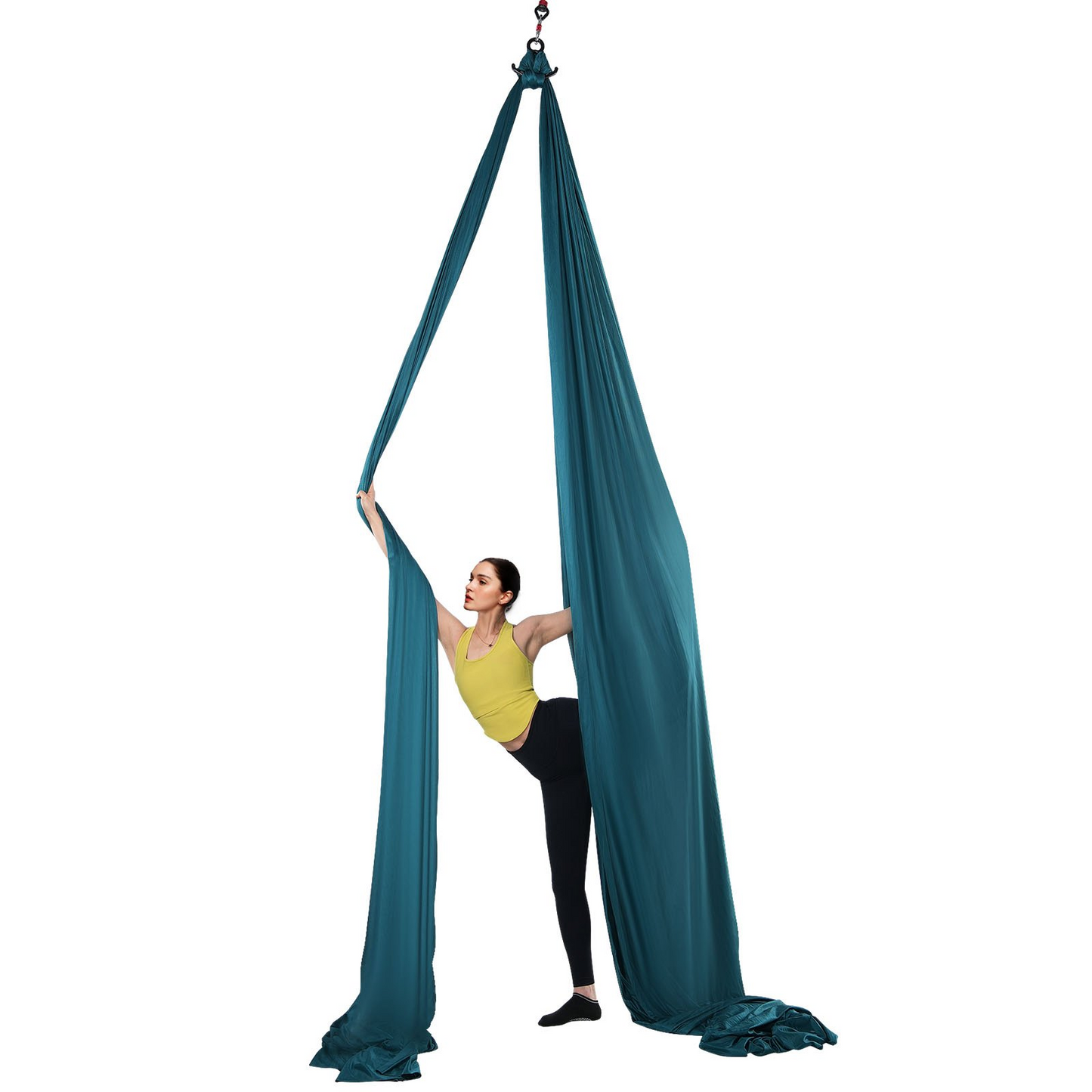 VEVOR Aerial Silk & Yoga Swing, 11 Yards, Aerial Yoga Hammock Kit with 100gsm Nylon Fabric, Full Rigging Hardware & Easy Set-up Guide, Antigravity Flying for All Levels Fitness Bodybuilding, Green