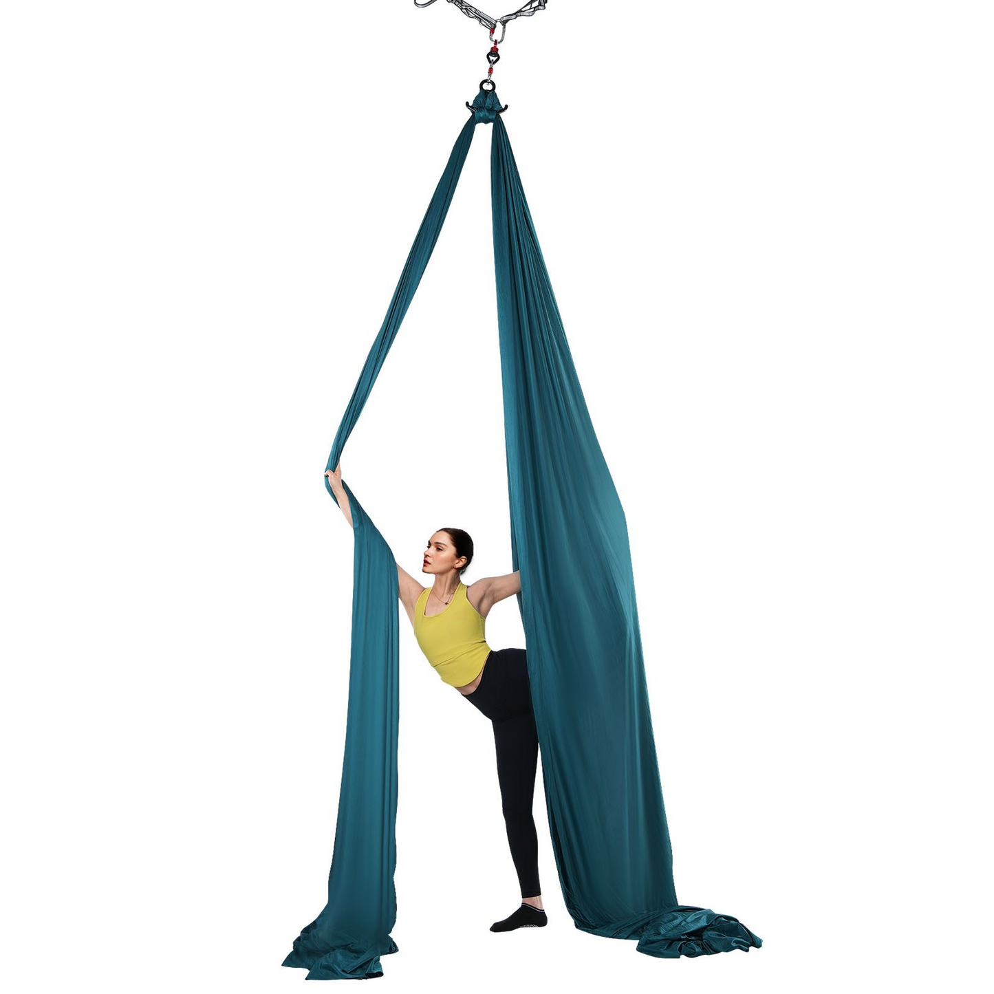 VEVOR Aerial Silk & Yoga Swing, 8.7 Yards, Aerial Yoga Hammock Kit with 100gsm Nylon Fabric, Full Rigging Hardware & Easy Set-up Guide, Antigravity Flying for All Levels Fitness Bodybuilding, Green