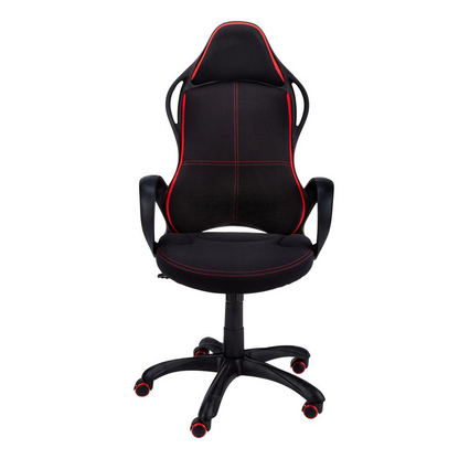 Adjustable Height Gaming Office Chair - Swivel, Ergonomic, Armrests - Black/Red