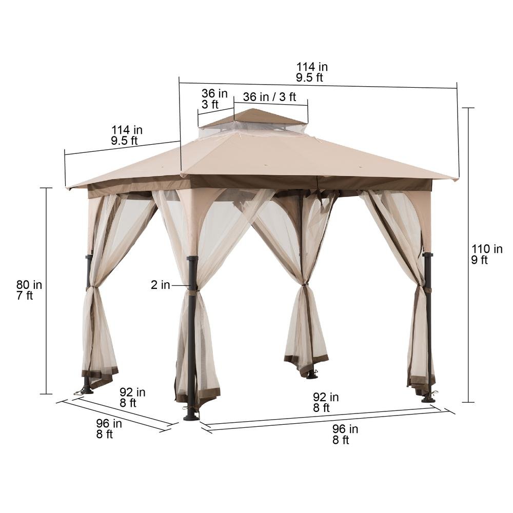 Patio 9.5 ft. x 9.5 ft. Tan and Brown 2-tone Steel Gazebo - Create Your Outdoor Oasis