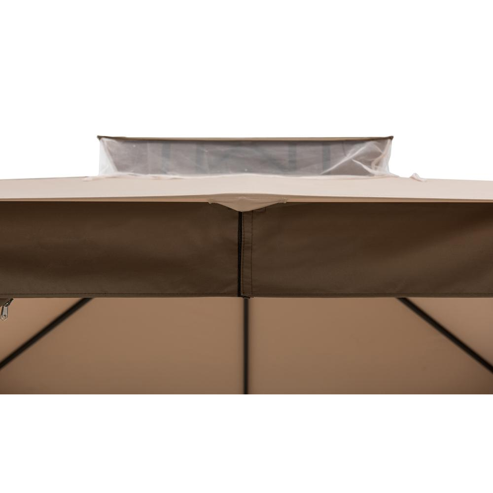 Patio 9.5 ft. x 9.5 ft. Tan and Brown 2-tone Steel Gazebo - Create Your Outdoor Oasis