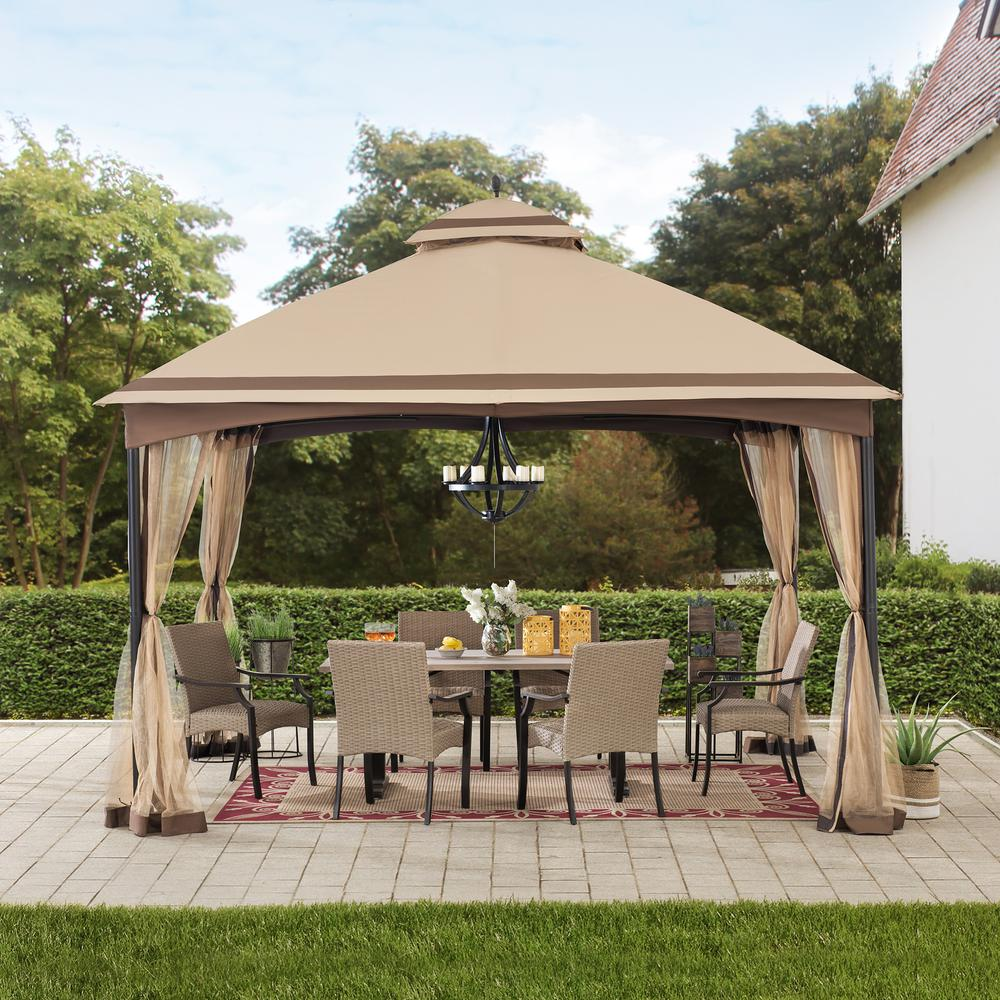 Pendleton Outdoor Patio Steel Frame 2-Tier Soft Top Roof Gazebo