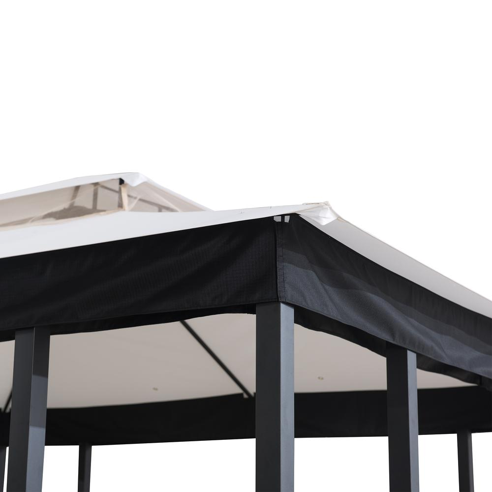 Brook Park Outdoor Patio Steel Frame 2-Tier Soft Top Gazebo with Canopy Roof