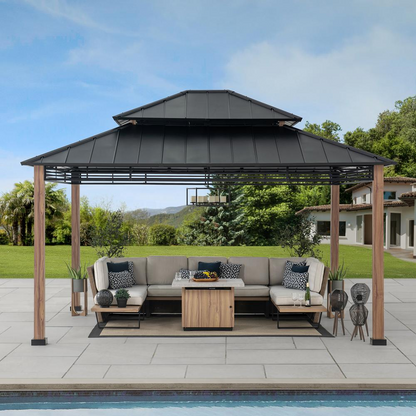 Roberts Outdoor Patio Steel Frame Hardtop Gazebo with 2-Tier Steel Roof - Create a Stylish and Functional Outdoor Gathering Spot