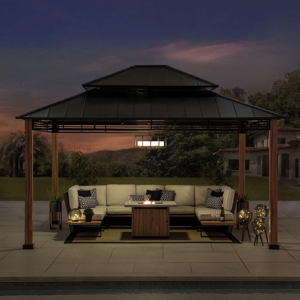 Roberts Outdoor Patio Steel Frame Hardtop Gazebo with 2-Tier Steel Roof - Create a Stylish and Functional Outdoor Gathering Spot