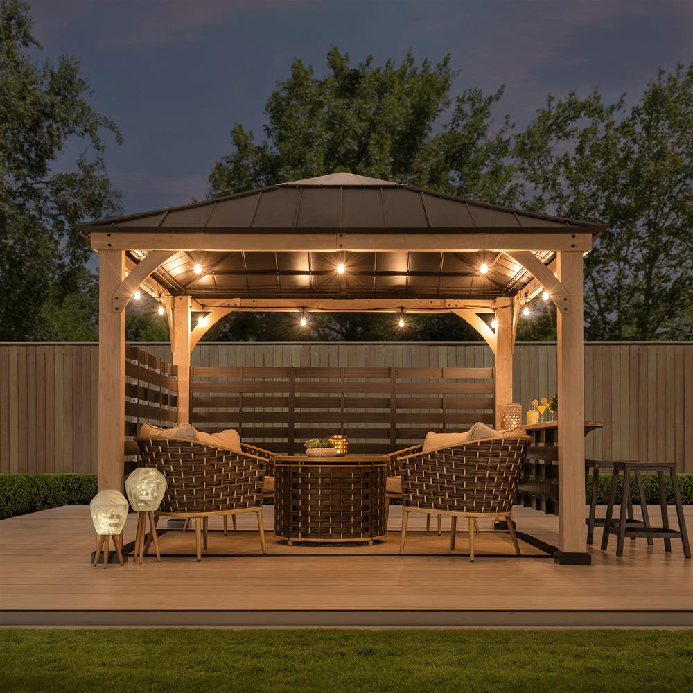 Cameron Cedar Wood Framed Hot Tub Gazebo with Steel and Polycarbonate Hardtop