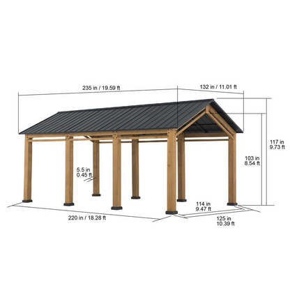 Cedar Wood Frame Carport Outdoor Patio Hardtop Gazebo - Premium Quality, Durable, and Stylish