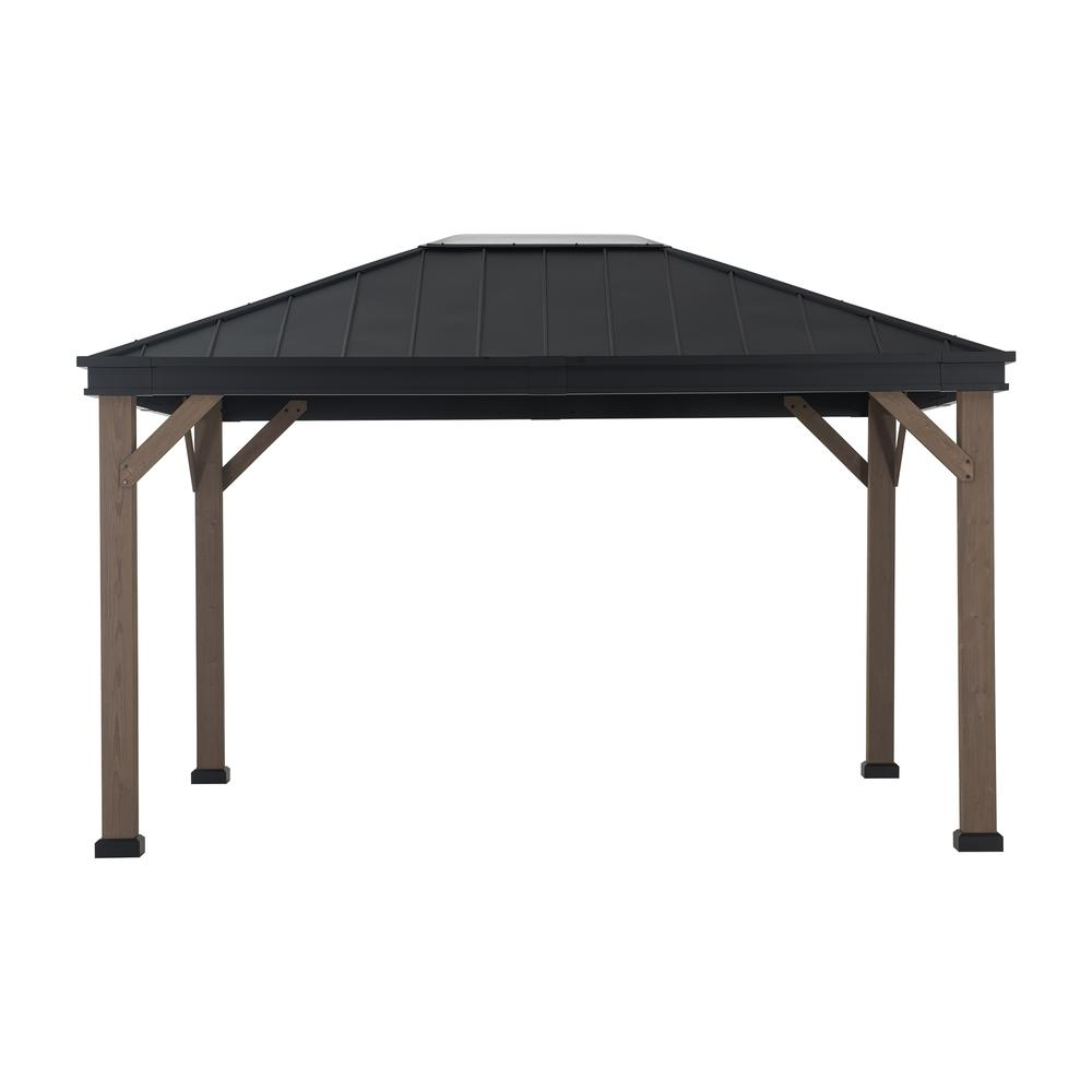 Sunjoy Cedarville 11 x 13 ft Outdoor Black Steel Hardtop Gazebo with Skylight