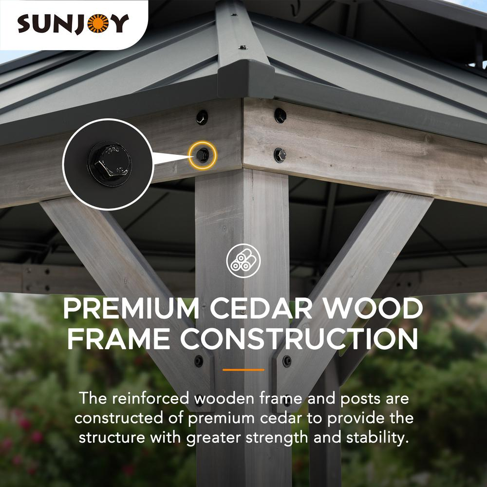 Outdoor Elegance: Cedar Framed Wooden Gazebo with Steel Hardtop for Patio