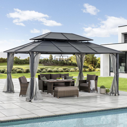 Hardtop Gazebo, Heavy Duty Steel Frame Metal Gazebo, Outdoor Gazebo