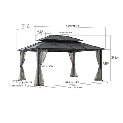 Hardtop Gazebo, Heavy Duty Steel Frame Metal Gazebo, Outdoor Gazebo