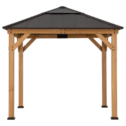 Outdoor Patio Cedar Framed Gazebo with Steel & Polycarbonate Hip Roof Hardtop