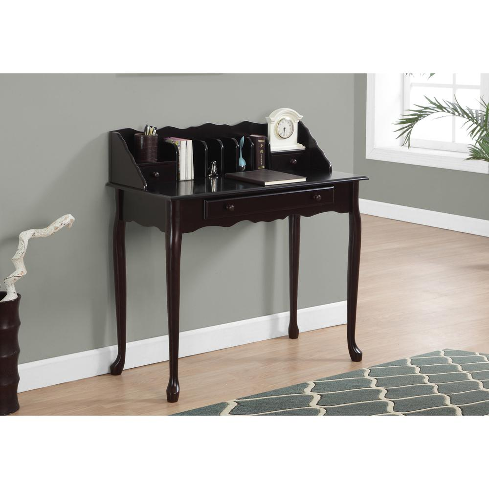 Traditional Dark Cherry Secretary Desk with Storage Drawers - Perfect for Home Office or Bedroom