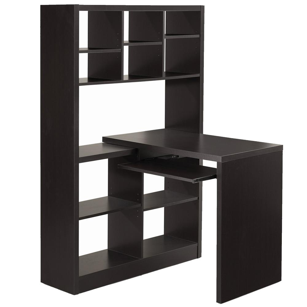 Contemporary Computer Desk with Bookcase and Storage Shelves for Home Office