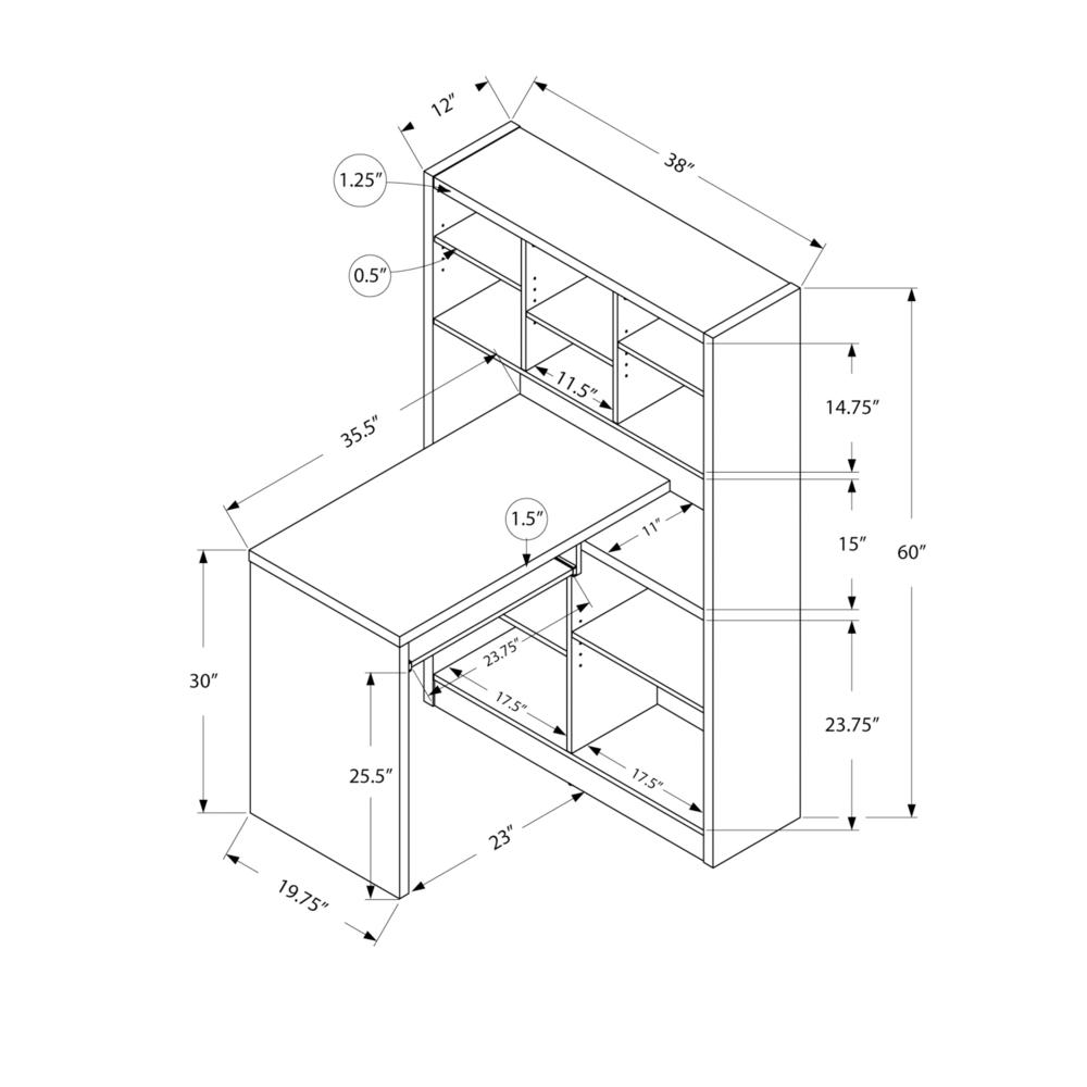 Contemporary Computer Desk with Bookcase and Storage Shelves for Home Office