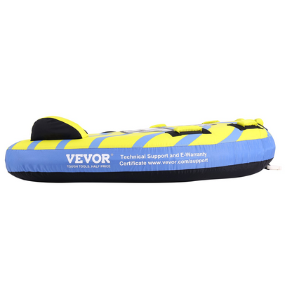 VEVOR Towable Tube for Boating, 1-3 Riders Inflatable Towable Tube with Bumper Fins, 510 lbs Water Sport Towable Tubes for Boats to Pull, Full Nylon Cover, EVA Grab Handles and Speed Safety Valve