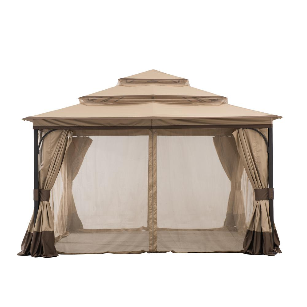 Sunjoy Patio Steel Frame 13 x 13ft 3 Tier Soft Top Gazebo with Canopy