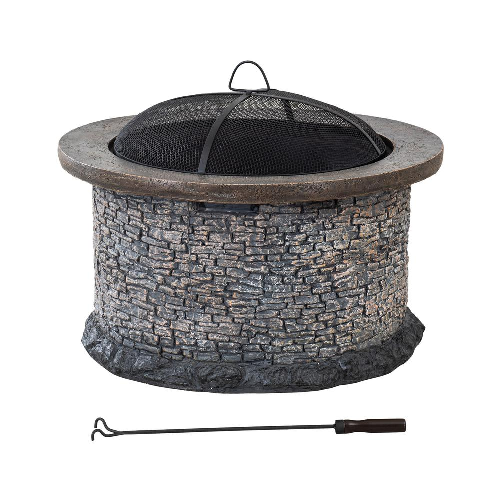 Fire Pit for Outside, Outdoor Stone Wood Burning Firepits