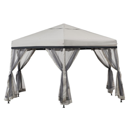 Outdoor Portable Hexagon Steel Frame Soft Top Pop Up Gazebo with Instant Canopy/Tent - Sunjoy