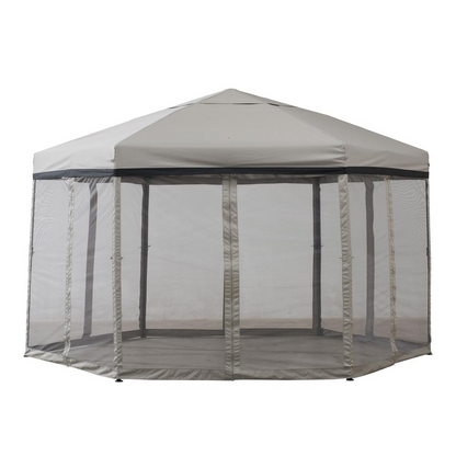 Outdoor Portable Hexagon Steel Frame Soft Top Pop Up Gazebo with Instant Canopy/Tent - Sunjoy