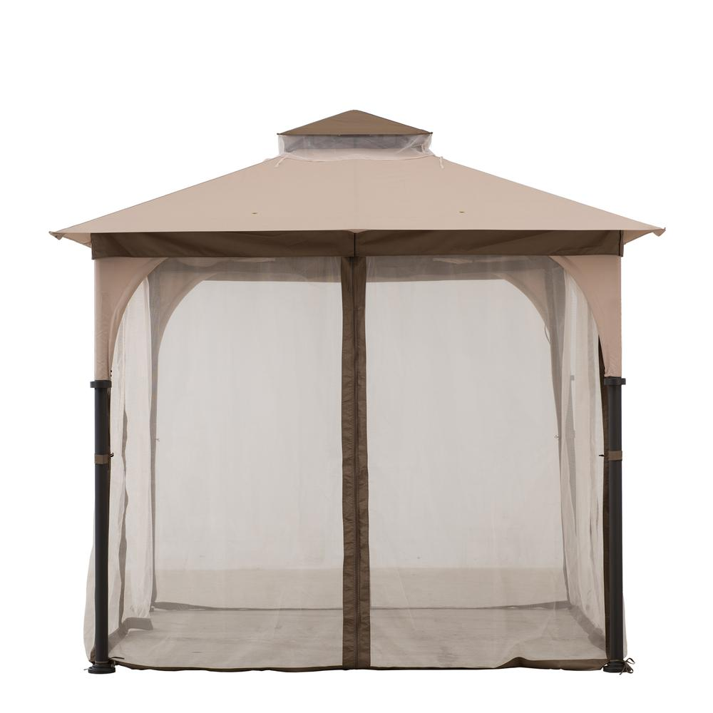 Patio 9.5 ft. x 9.5 ft. Tan and Brown 2-tone Steel Gazebo - Create Your Outdoor Oasis