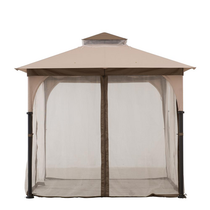 Patio 9.5 ft. x 9.5 ft. Tan and Brown 2-tone Steel Gazebo - Create Your Outdoor Oasis