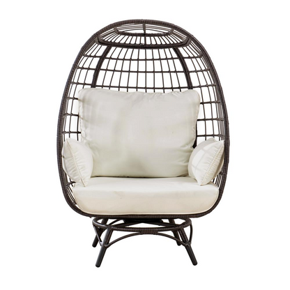 Egg Cuddle Chair Wicker Swivel Lounge Chair | Indoor Outdoor Egg Chair