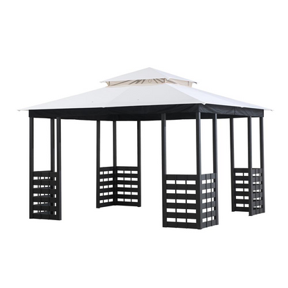 Brook Park Outdoor Patio Steel Frame 2-Tier Soft Top Gazebo with Canopy Roof