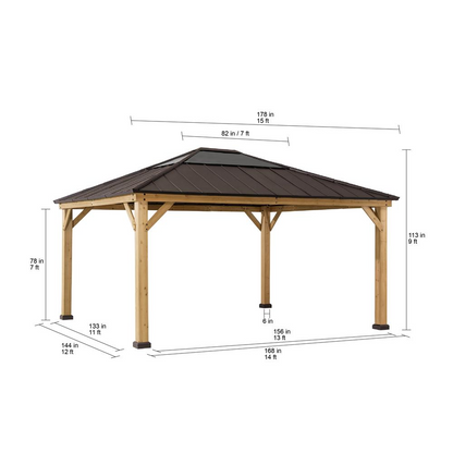 Outdoor Patio Cedar Framed Gazebo with Steel and Polycarbonate Hip Roof Hardtop - Create Your Outdoor Oasis