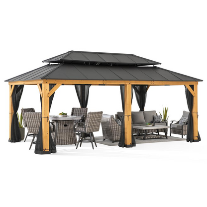 Sunjoy 12 ft. x 20 ft. Cedar Framed Gazebo with Aluminum Hardtop