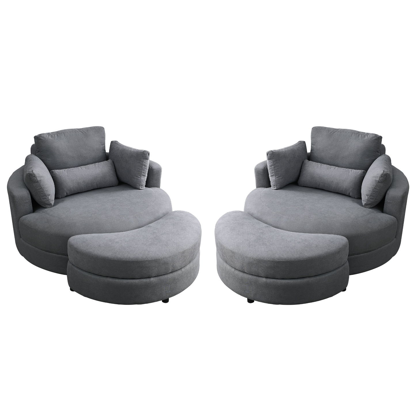 Modern Swivel Chair with Storage Ottoman – Wide Seat, Soft Fabric, 350 lbs