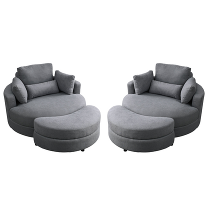 Modern Swivel Chair with Storage Ottoman – Wide Seat, Soft Fabric, 350 lbs