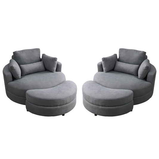 Modern Swivel Chair with Storage Ottoman – Wide Seat, Soft Fabric, 350 lbs