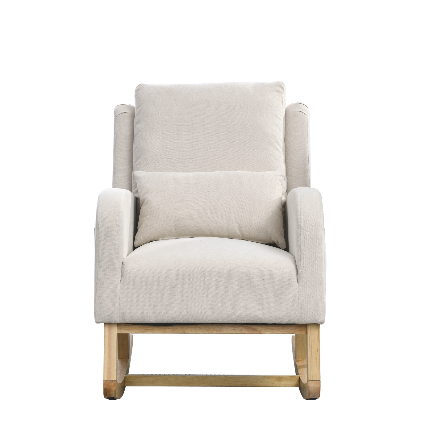 27.5"W Modern Accent High Back Living Room Casual Armchair Rocker with Lumbar Pillow and Side Pockets