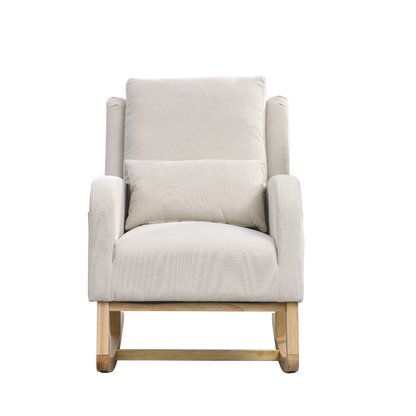 27.5"W Modern Accent High Back Living Room Casual Armchair Rocker with Lumbar Pillow and Side Pockets