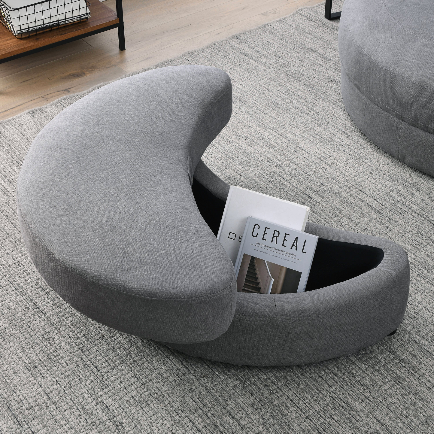 Modern Swivel Chair with Storage Ottoman – Wide Seat, Soft Fabric, 350 lbs