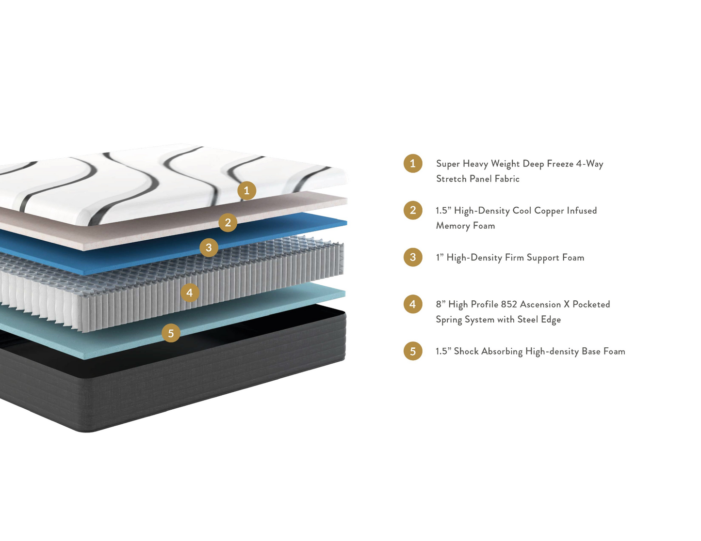 Lofted Firm Support Mattress - High-Density Memory Foam - Ascension X Pocketed Spring System