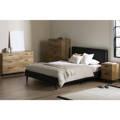 Musano Complete Bed, Matte Charcoal - Modern Upholstered Bed Set