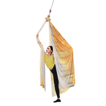 VEVOR Aerial Yoga Hammock & Swing, 5.5 Yards, Aerial Yoga Starter Kit with 100gsm Nylon Fabric, Full Rigging Hardware & Easy Set-up Guide, Antigravity Flying for All Levels Fitness Bodybuilding, Gold