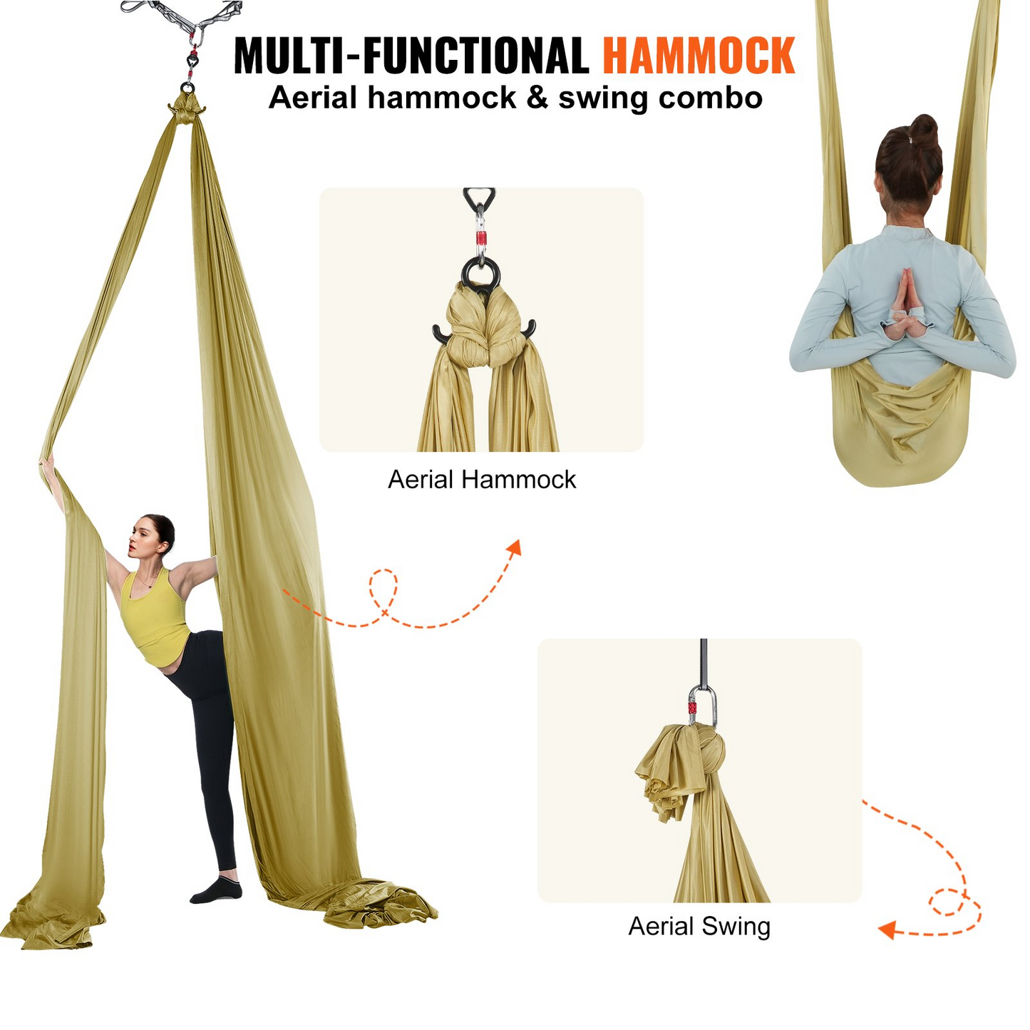 VEVOR 4.4-Yard Aerial Yoga Hammock | Complete Kit with Hardware & Guide