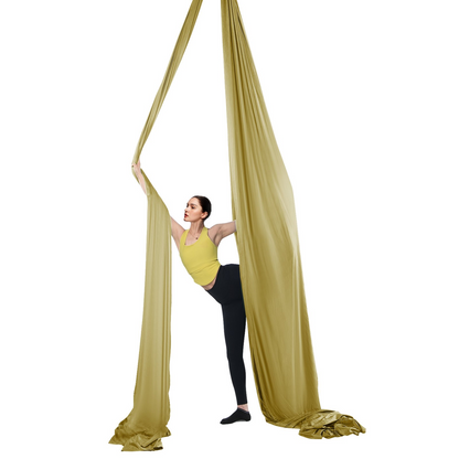 VEVOR Aerial Yoga Hammock & Swing, 4.4 Yards, Aerial Yoga Starter Kit with 100gsm Nylon Fabric, Full Rigging Hardware & Easy Set-up Guide, Antigravity Flying for All Levels Fitness Bodybuilding, Gold