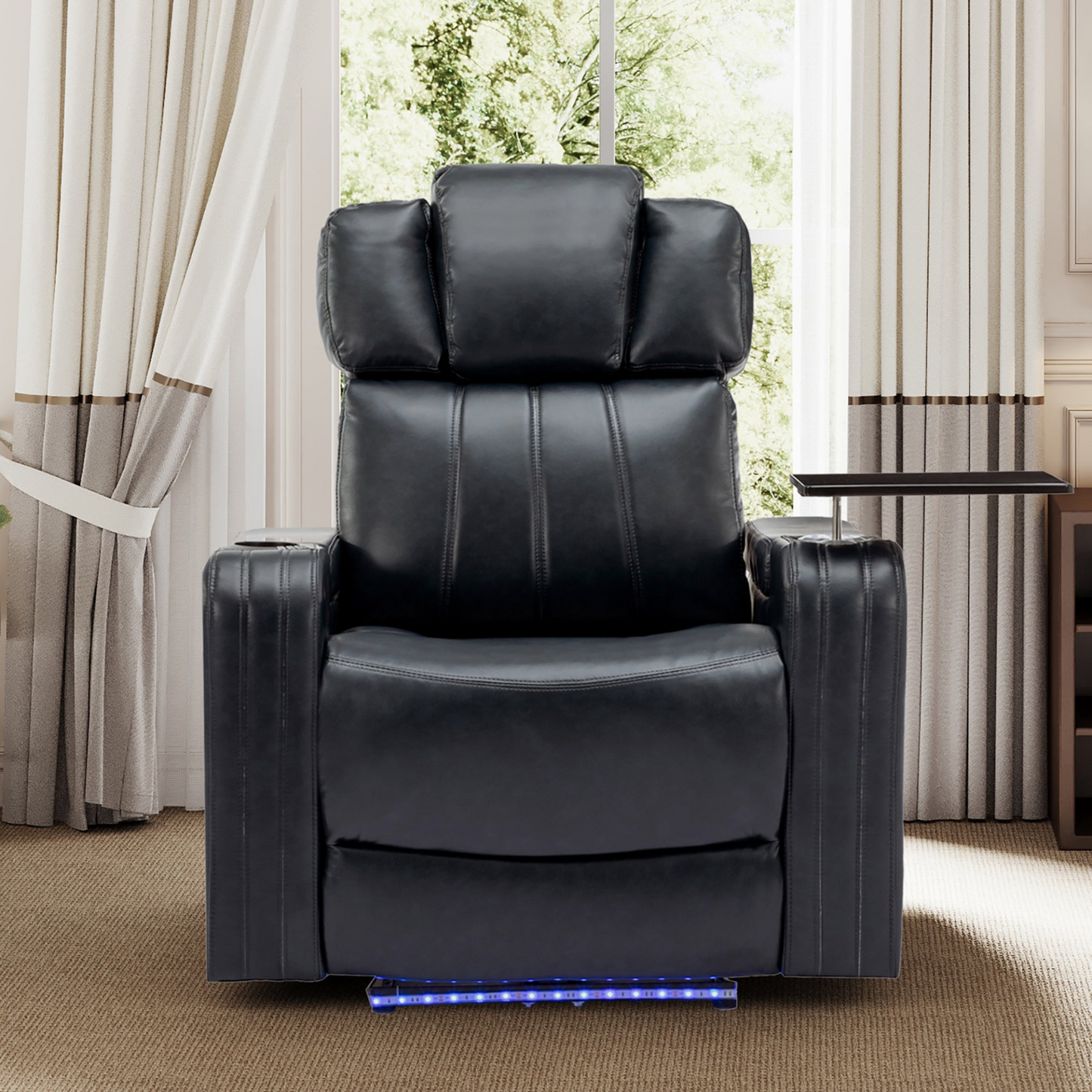 Black PU Leather Recliner Chair: Enjoy Tech-Enhanced Comfort at Home