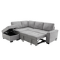 Upgrade Your Living Room with the Sleeper Sectional Sofa, L-Shape Corner Couch Sofa-Bed with Storage Ottoman & Hidden Arm Storage & USB Charge, Gray