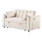 55.3" 4-1 Multi-functional Sofa Bed with Cup Holder and USB Port in Milky White