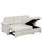 83" Modern Convertible Sleeper Sofa Bed with Storage Chaise, Beige