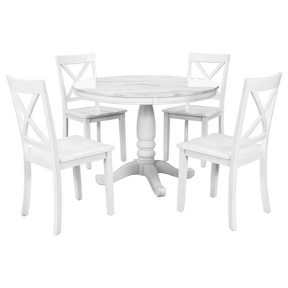 5 Pieces Dining Table and Chairs Set for 4 Persons, Kitchen Room Solid Wood Table with 4 Chairs