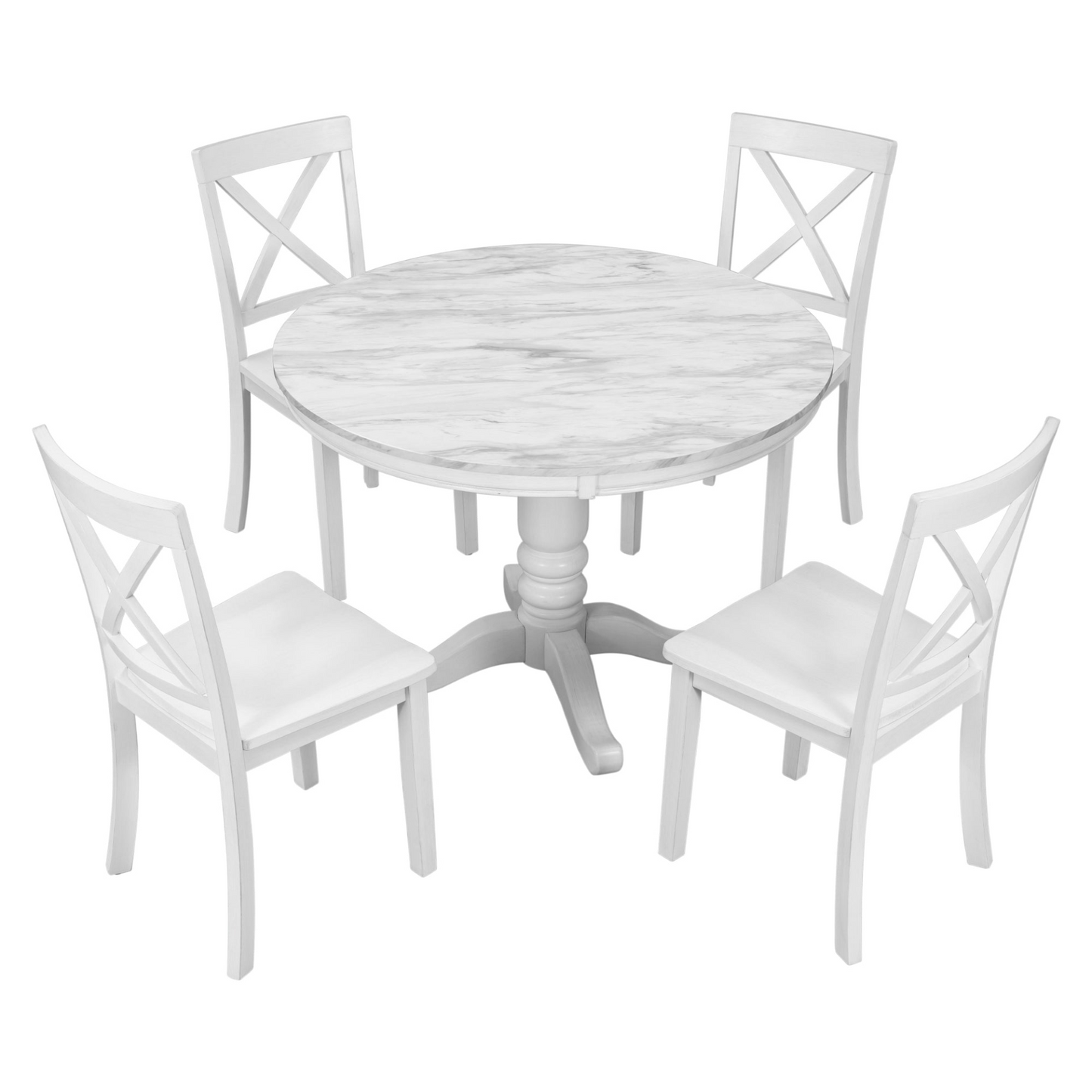 5 Pieces Dining Table and Chairs Set for 4 Persons, Kitchen Room Solid Wood Table with 4 Chairs