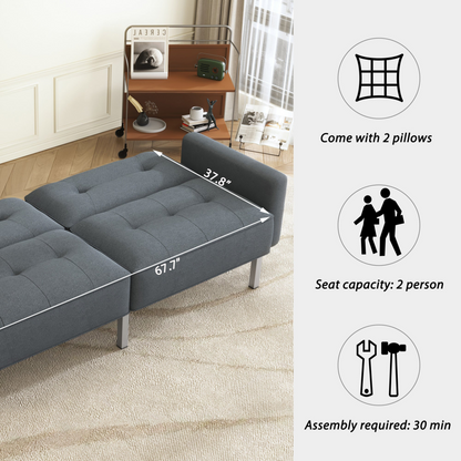 Modern Convertible Folding Futon Sofa Bed - Linen Upholstered, Multiple Adjustable Positions, Sturdy Frame, Perfect for Small Spaces