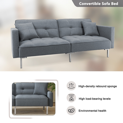 Modern Convertible Folding Futon Sofa Bed - Linen Upholstered, Multiple Adjustable Positions, Sturdy Frame, Perfect for Small Spaces